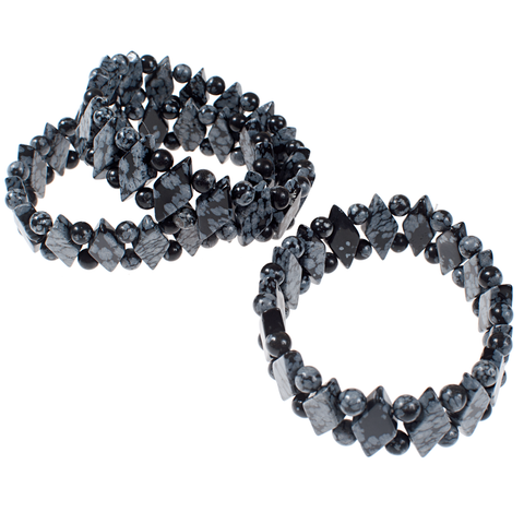 Snowflake Obsidian Diamond Elasticated Bracelet - KJKStyle