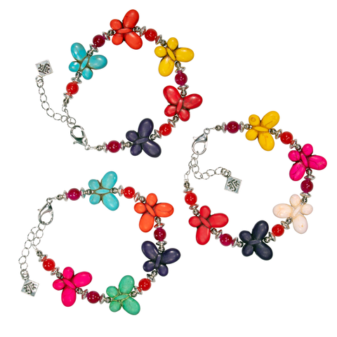 Multicolor Butterflies With Lobster Clasp Bracelet
