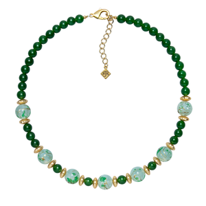 Jade And Painted Glass Choker