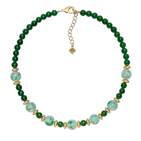 Jade And Painted Glass Choker