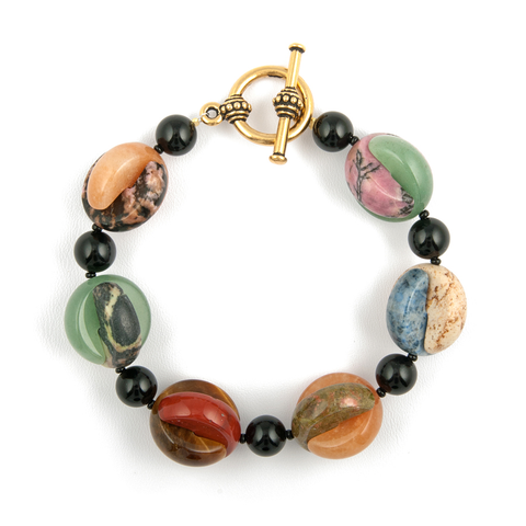 Interlocking Multistone W/Onyx Bracelet