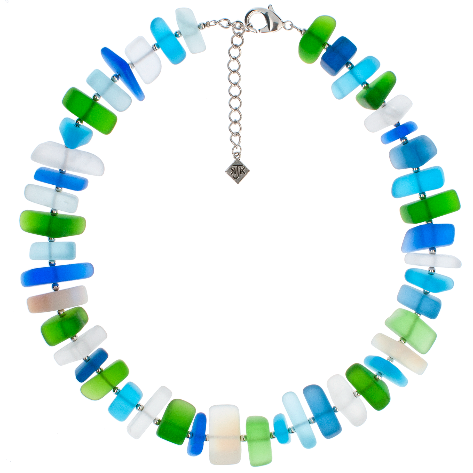 Blue And Green Frosted Glass Choker