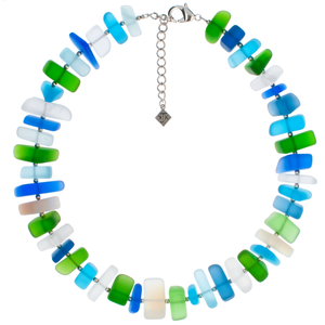 Blue And Green Frosted Glass Choker