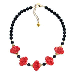 Cinnabar Lantern W/Onyx Necklace