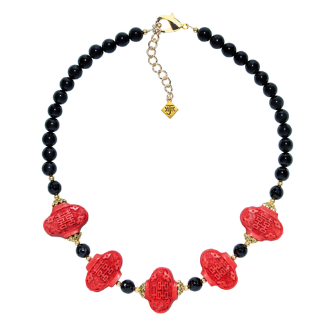 Cinnabar Lantern W/Onyx Necklace