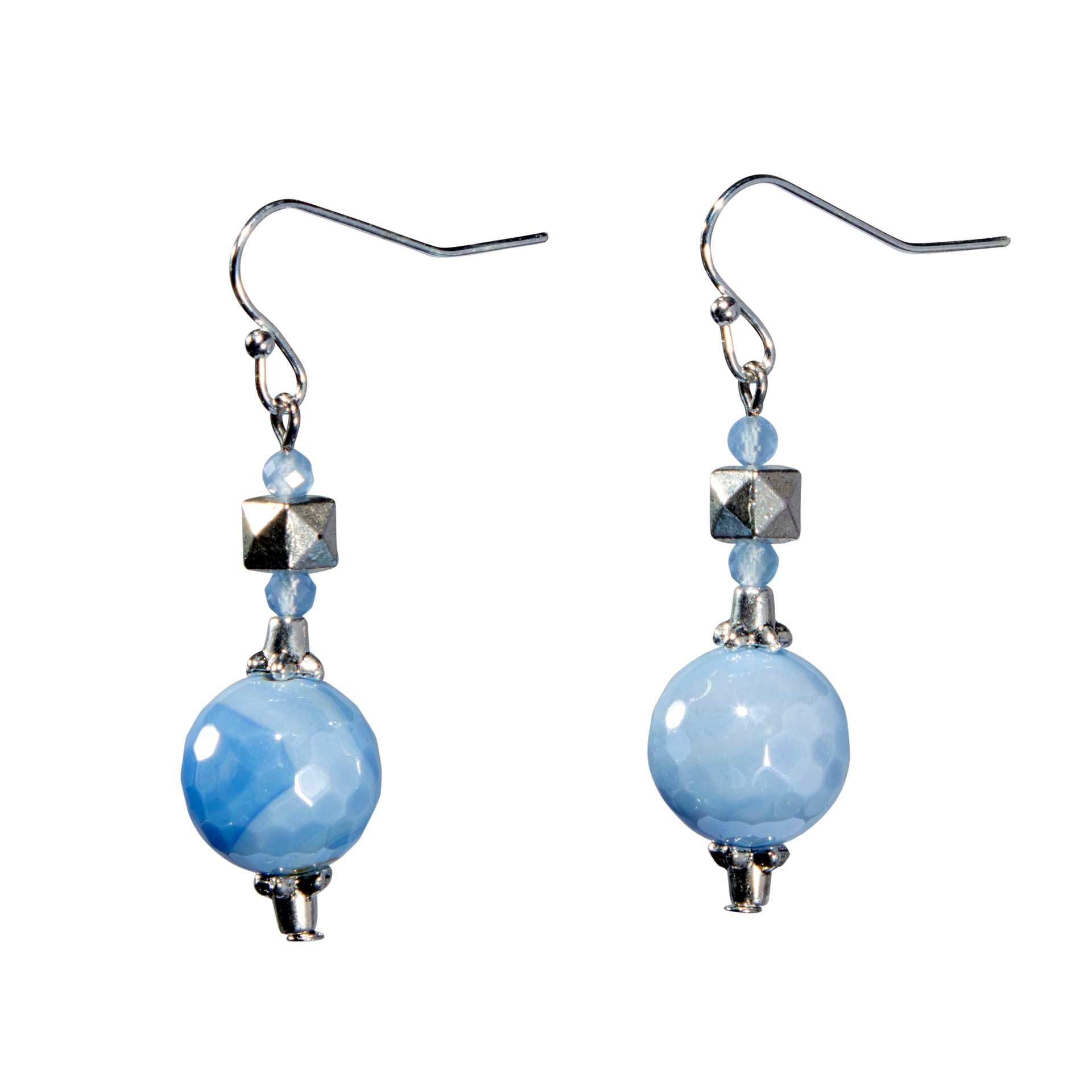Light Blue Faceted Agate Earring