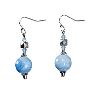 Light Blue Faceted Agate Earring