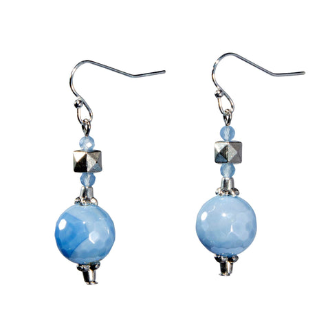 Light Blue Faceted Agate Earring