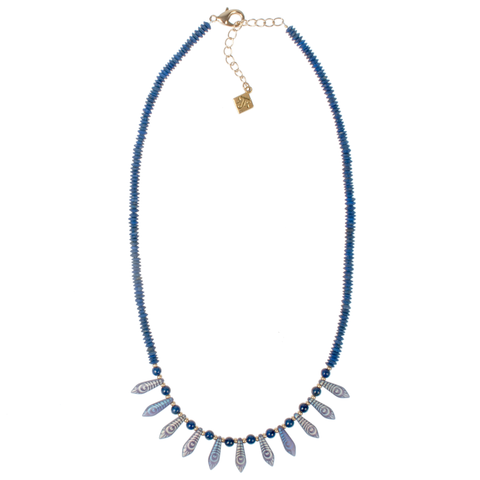 Bohemian Glass Feather Drops W/Matte Lapis Choker