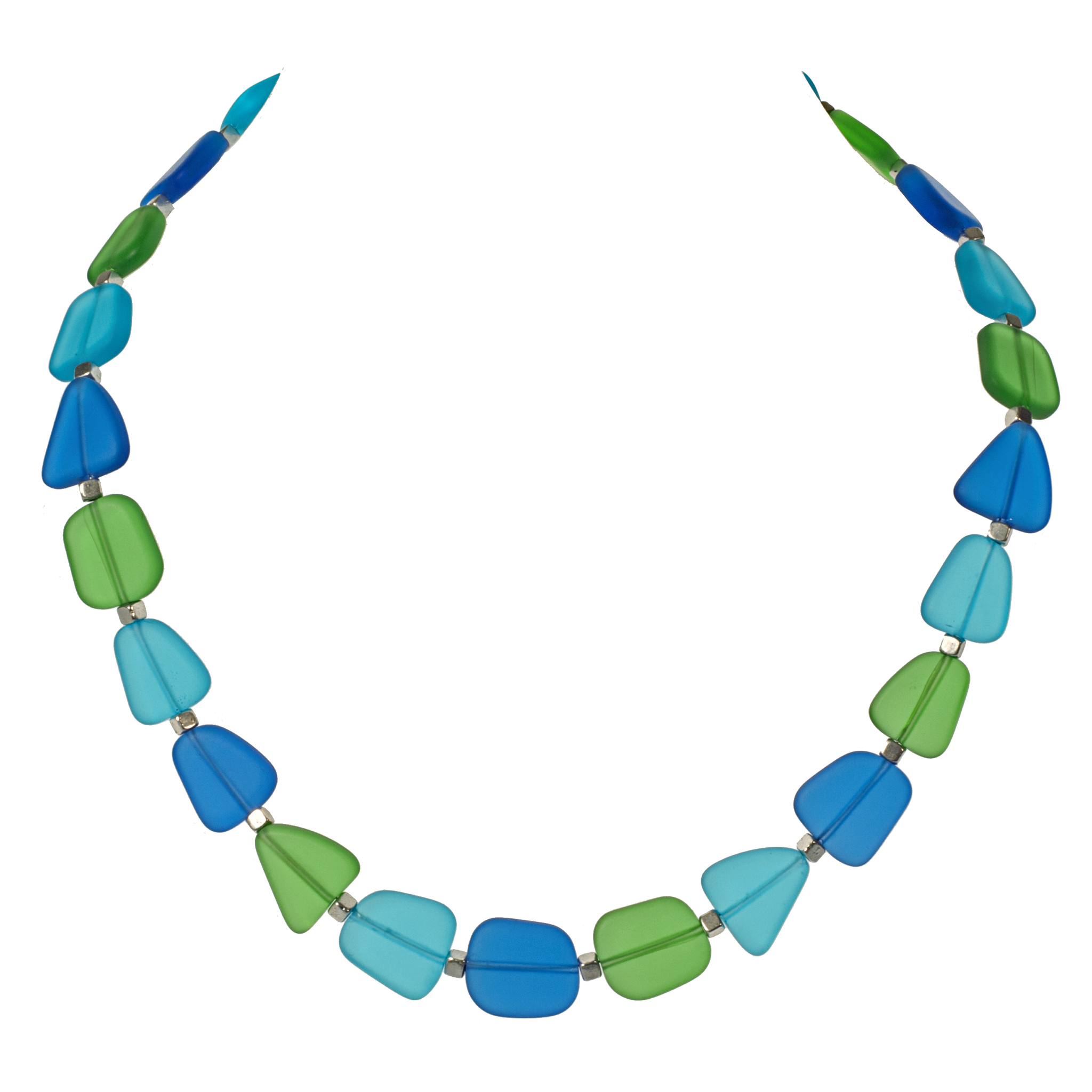 Cool Tone Small Recycled Frosted Glass Choker