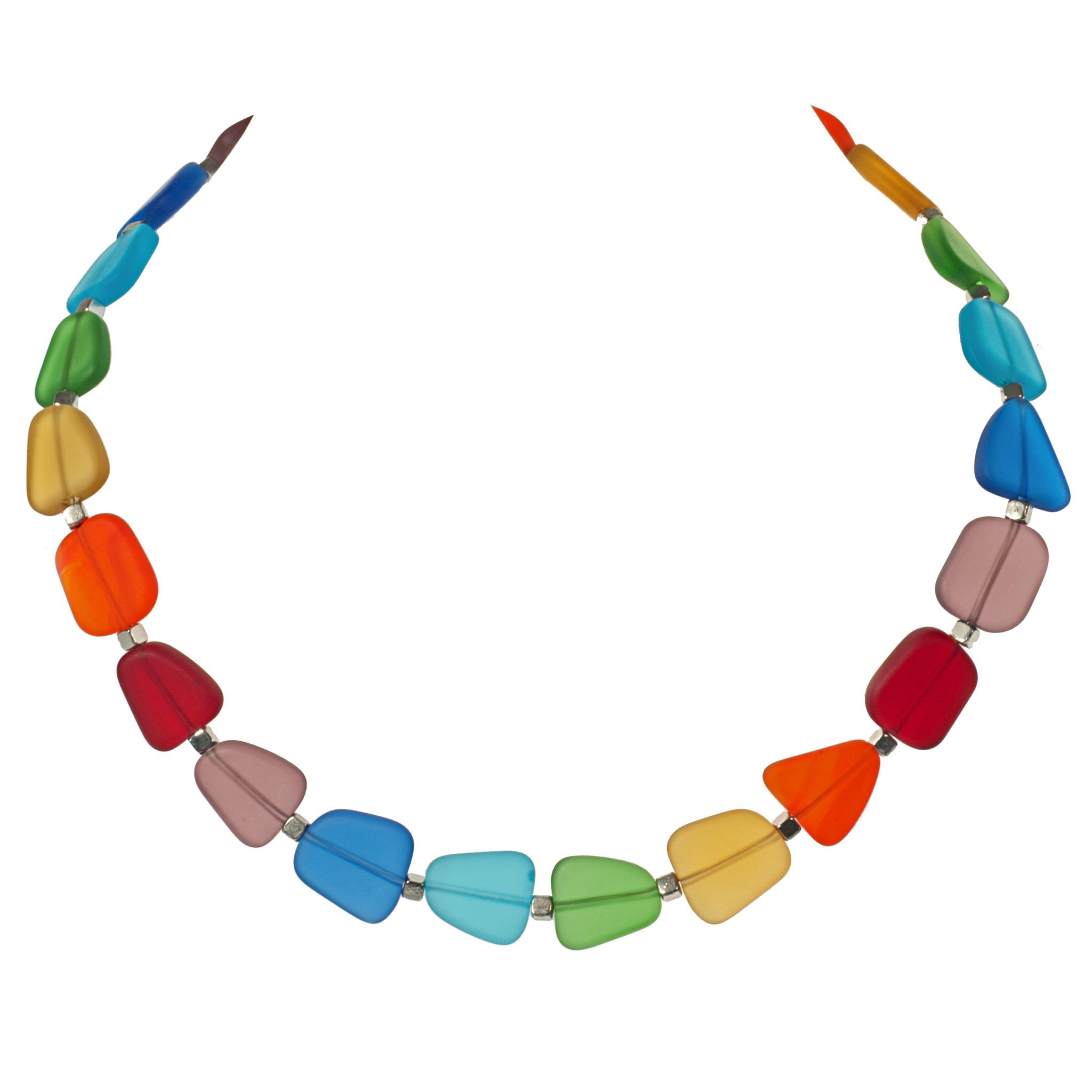 Recycled Frosted Chakra Glass Choker