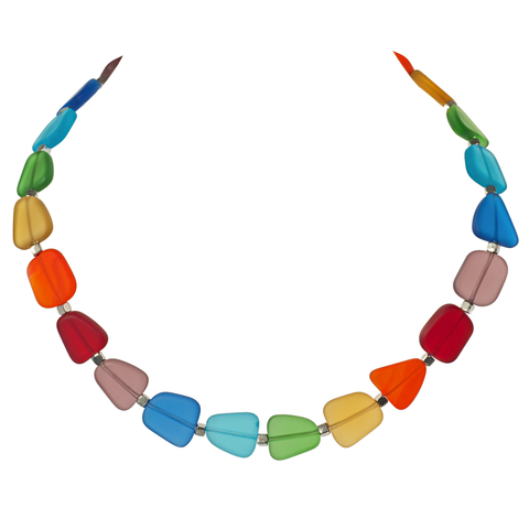 Recycled Frosted Chakra Glass Choker