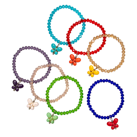 Multicolor Butterfly On Stretch Crystal Bracelet