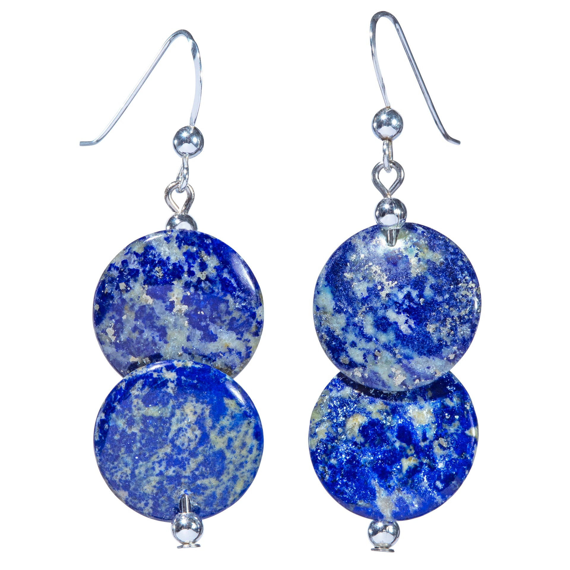 Overlapping Lapis Coin On Sterling Silver Earwire Earring