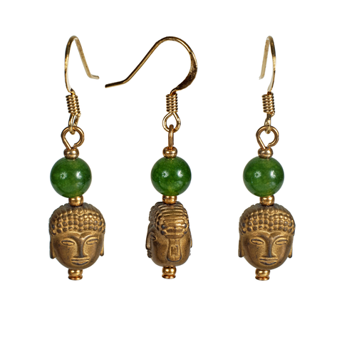Buddha Green Jade Drop Earring