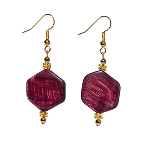 Burgundy Mother Of Pearl Earring