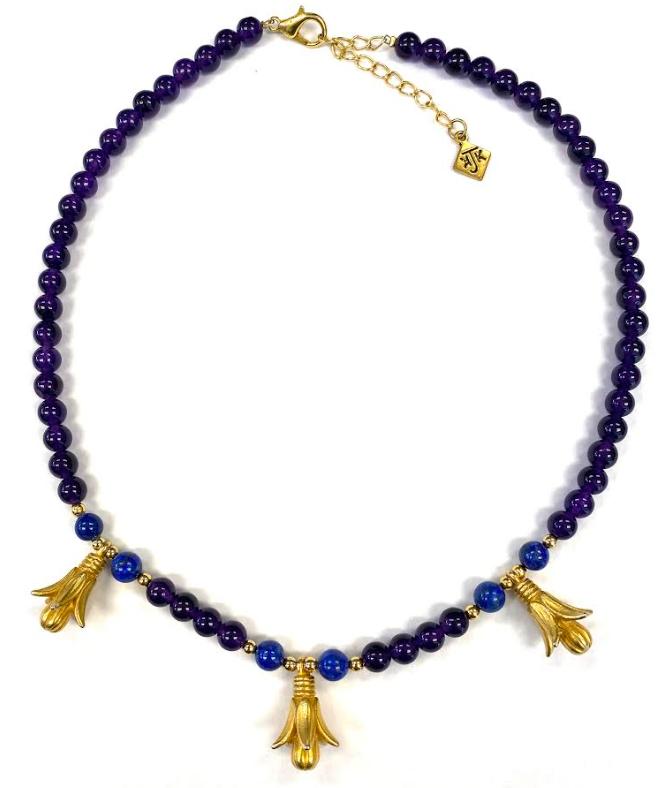 Semi-Precious Stones With Lotus Drops Choker