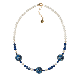 Wave Tensha, Lapis & Cultured Pearl Choker