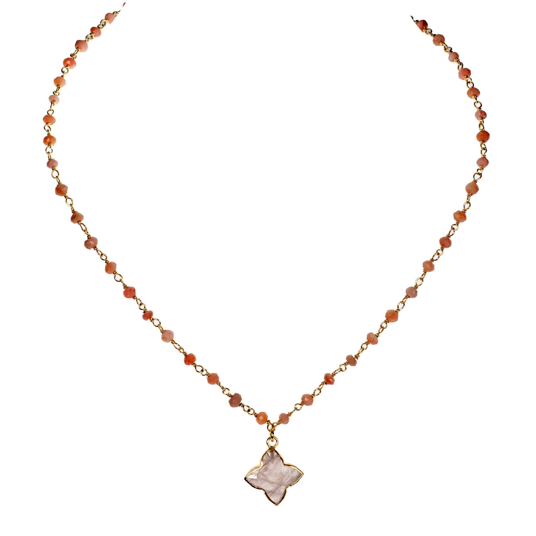 Gemstone Pendant On Vermeil Faceted Stone Chain Choker