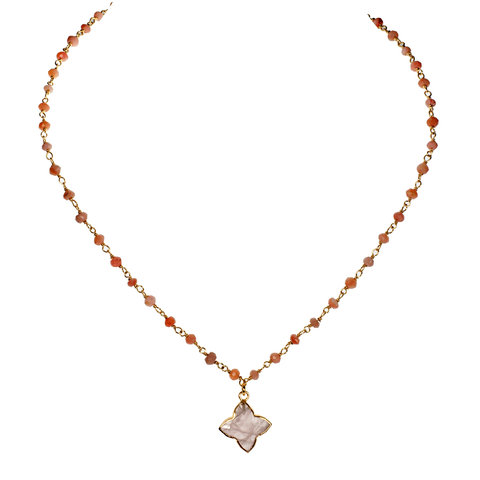 Gemstone Pendant On Vermeil Faceted Stone Chain Choker