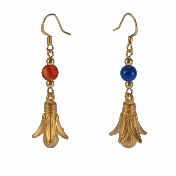 Lotus Drop With Semi-Precious Stone Earring