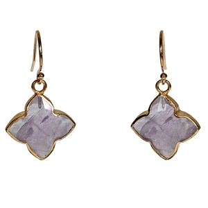 Quatrefoil Facected Gemstone Earring