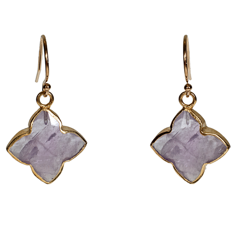 Quatrefoil Facected Gemstone Earring