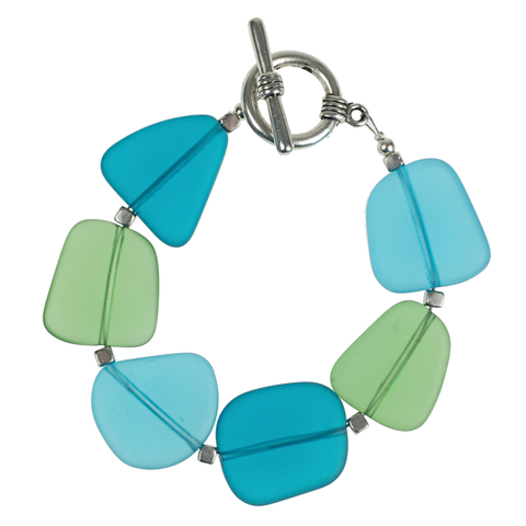 Cool-Tone Recycled Frosted Glass Bracelet