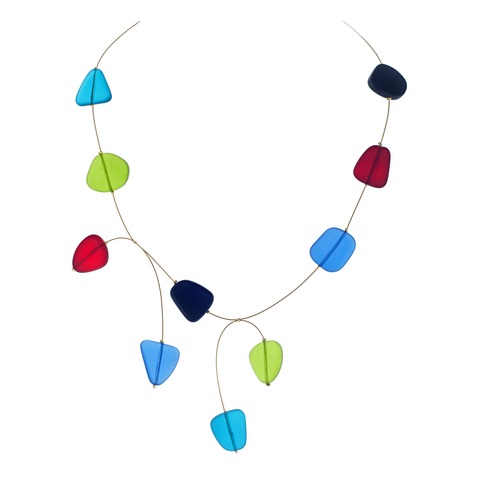 Autumnal Recycled Frosted Glass Mobile Long Necklace