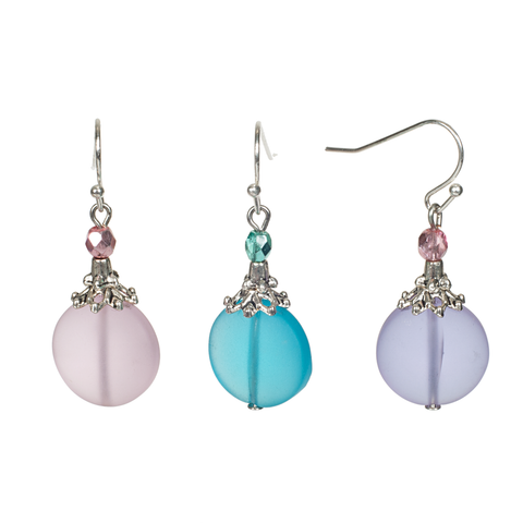 Pastel Frosted Glass Coin Earring