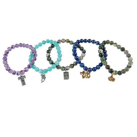 Assorted Stone Stretch Charm Bracelet