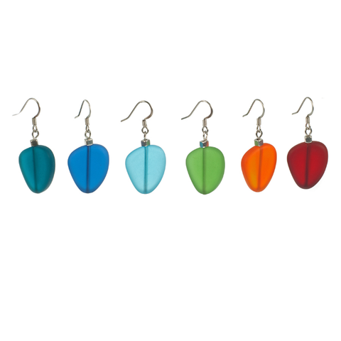 Recycled Frosted Glass & Silver Accents Earring
