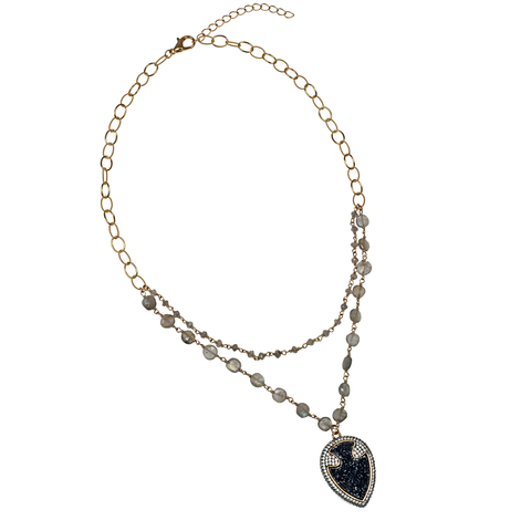 Fancy Druzy Pave Pendant Choker