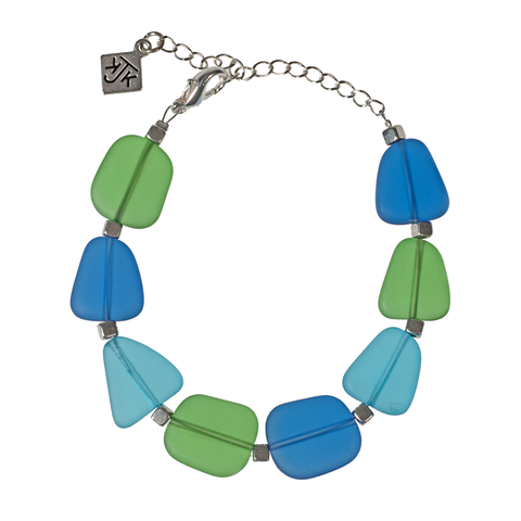 Cool Tone Small Recycled Glass Bracelet