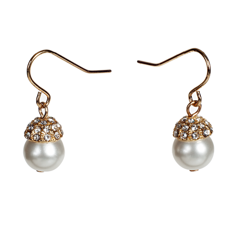 Glass Pearl With Sparkling Pavé Cap Earring