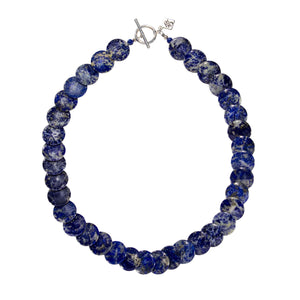 Overlapping Lapis Coin With Sterling Silver Toggle Choker