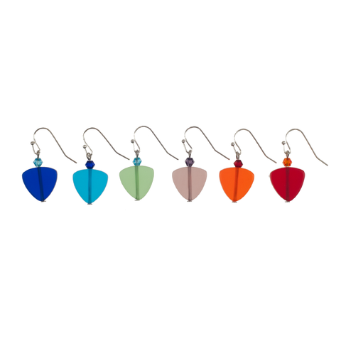 Frosted Recycled Glass Triangle Earring