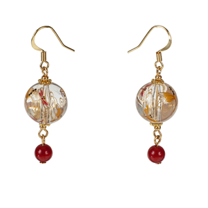 Japanese Tensha Dragonfly & Carnelian Drop Earring