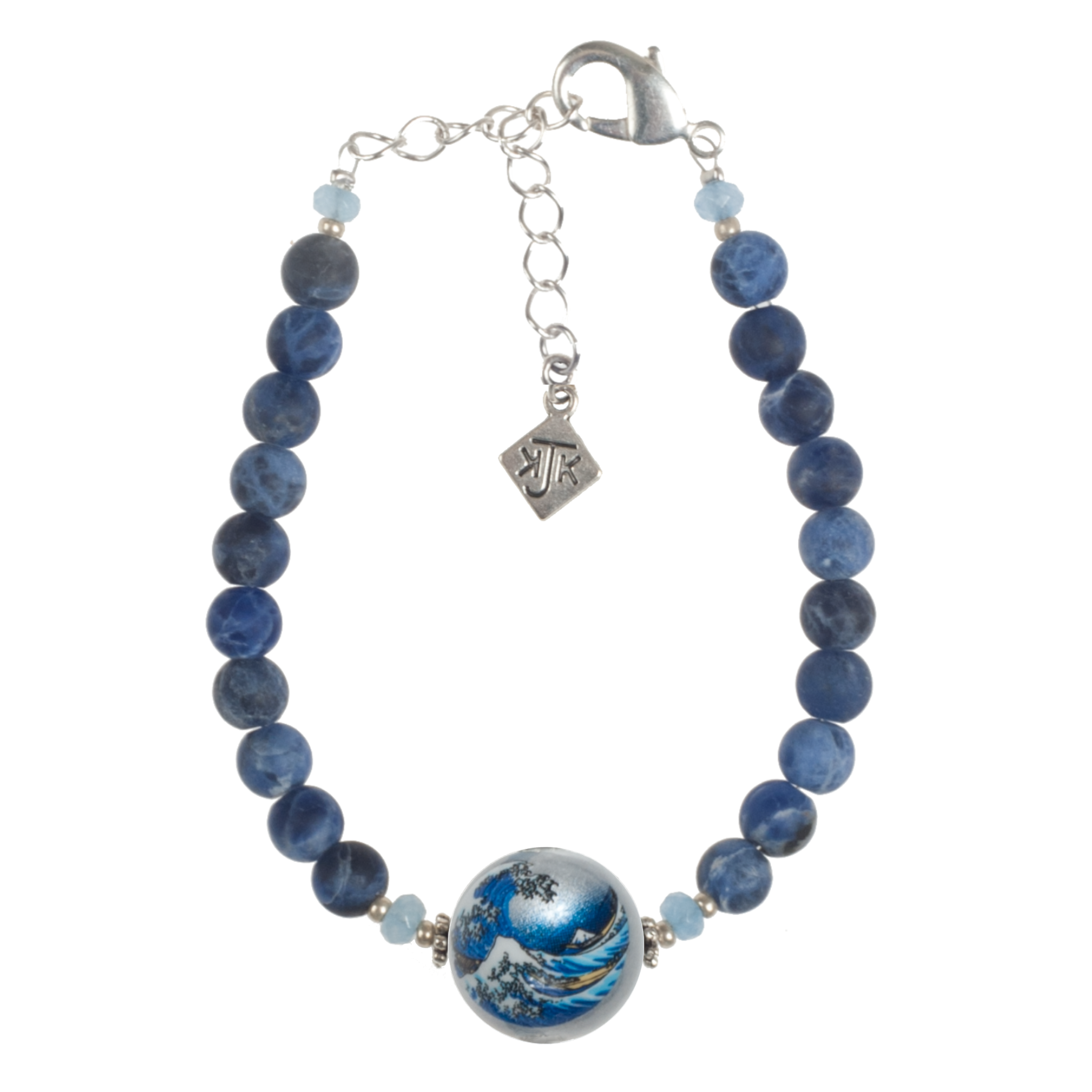 Silver Wave Tensha With Sodalite  Bracelet