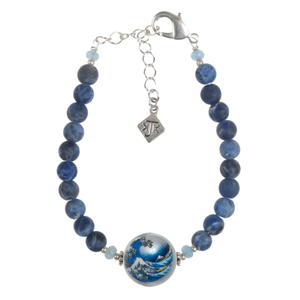 Silver Wave Tensha With Sodalite  Bracelet