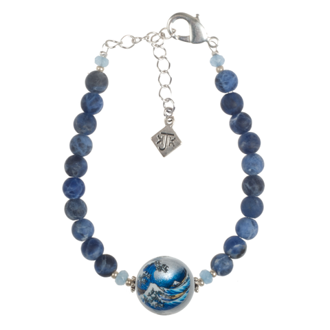 Silver Wave Tensha With Sodalite  Bracelet