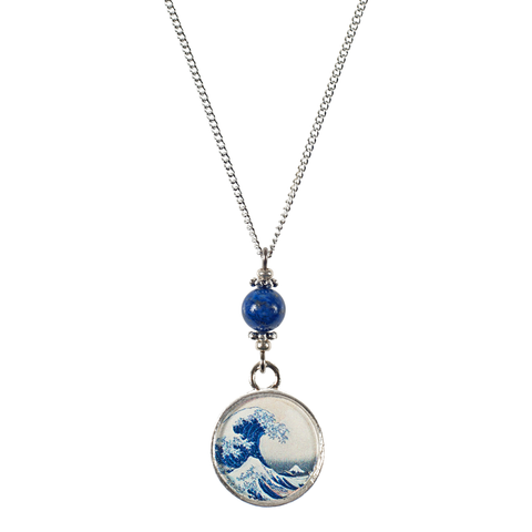 Hokusai Wave & Lapis Chain Choker