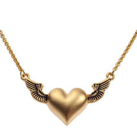 United States Holocaust Memorial Museum Gold Winged Heart Pendant Choker