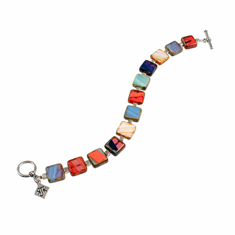 Colorful Czech Glass Squares Bracelet