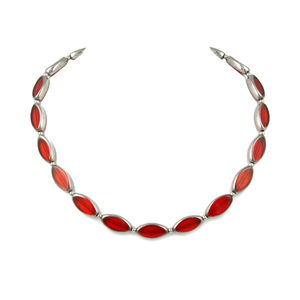 Silver Edged Elliptical Glass Choker