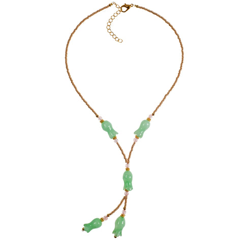 Double Drop With Carved Jade Flower Choker