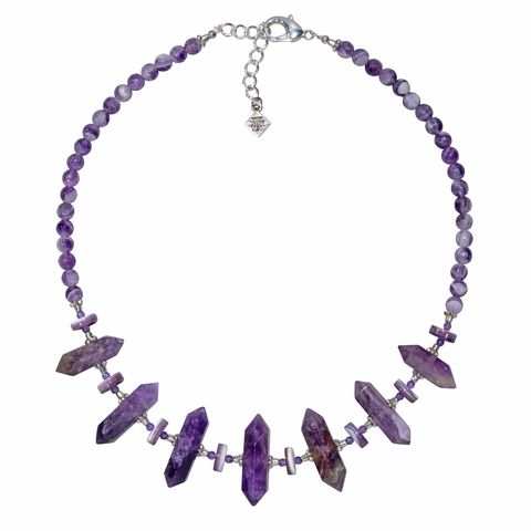 Amethyst And Wampum  Shell Choker