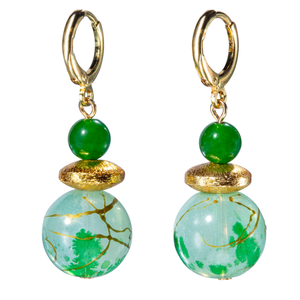 Jade And Painted Glass Earring