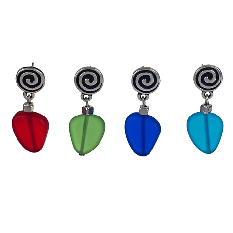 Chakra Glass Spiral Post Earring