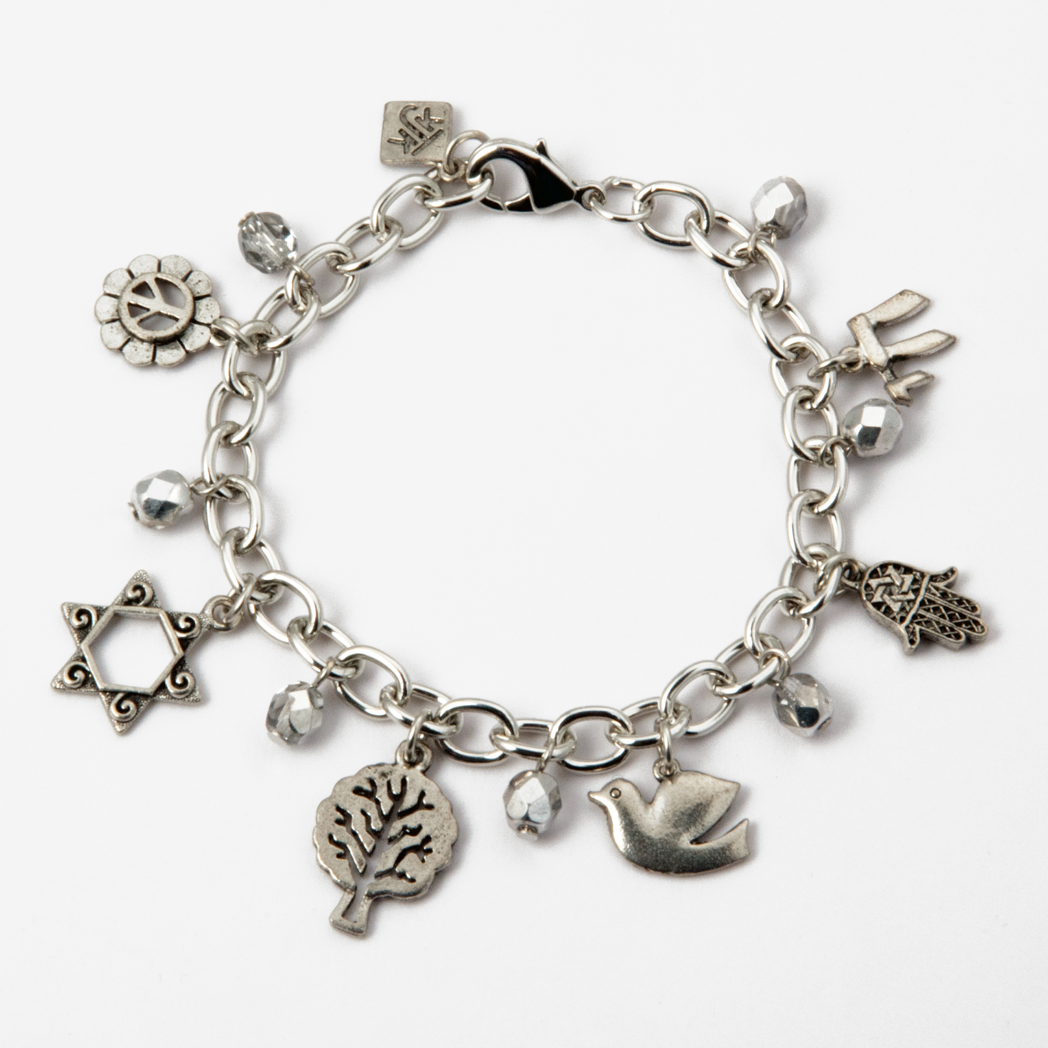Heavy Chain With 6 Judaica Charms Bracelet